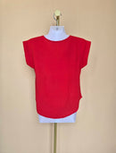 Red Zip-Front Short Sleeve Blouse – Size S