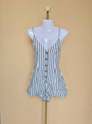 Alive Black & White Striped Button-Front Playsuit – Size 8 (S)