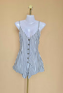 Alive Black & White Striped Button-Front Playsuit – Size 8 (S)