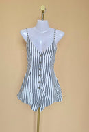 Alive Black & White Striped Button-Front Playsuit – Size 8 (S)