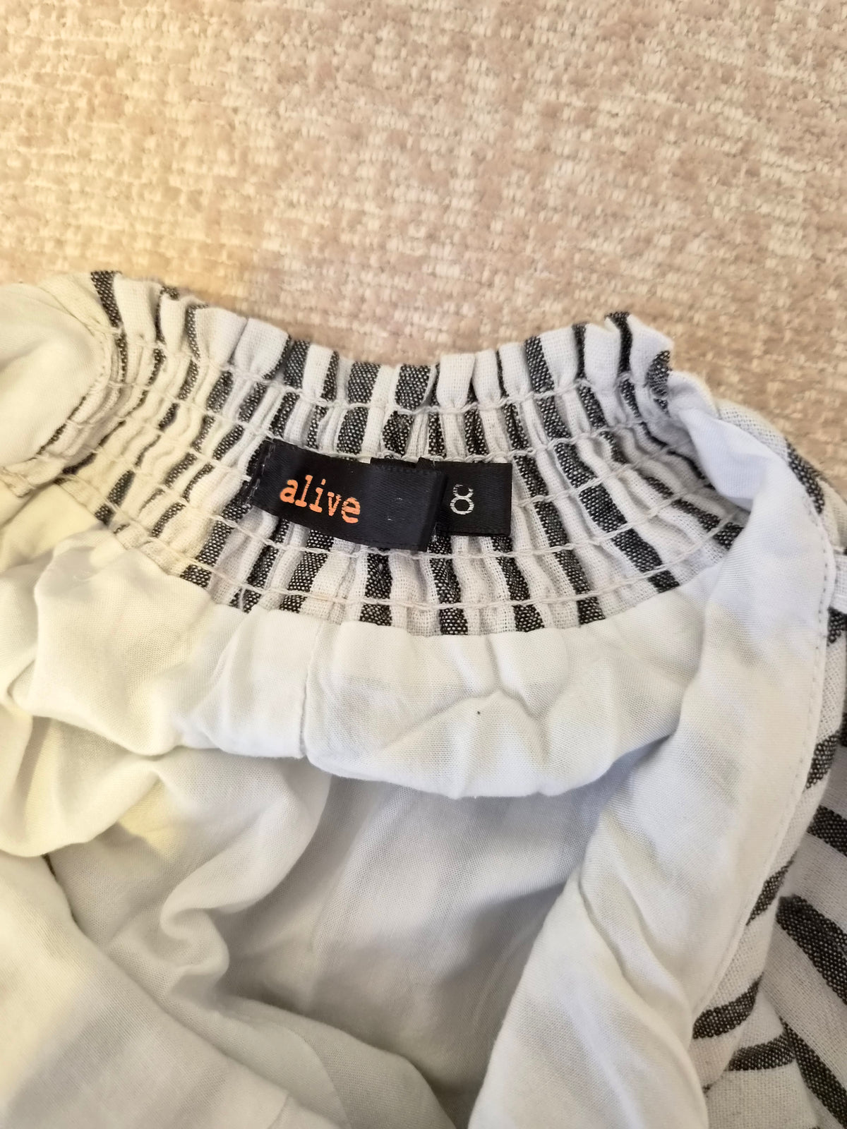 Alive Black & White Striped Button-Front Playsuit – Size 8 (S)