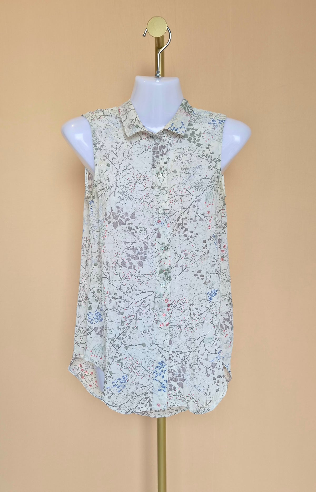 H&M Botanical Print Sleeveless Blouse – Size XS