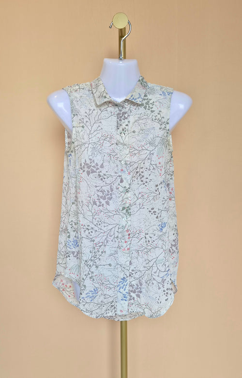 H&M Botanical Print Sleeveless Blouse – Size XS