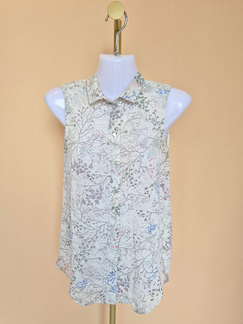 H&M Botanical Print Sleeveless Blouse – Size XS