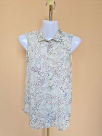 H&M Botanical Print Sleeveless Blouse – Size XS