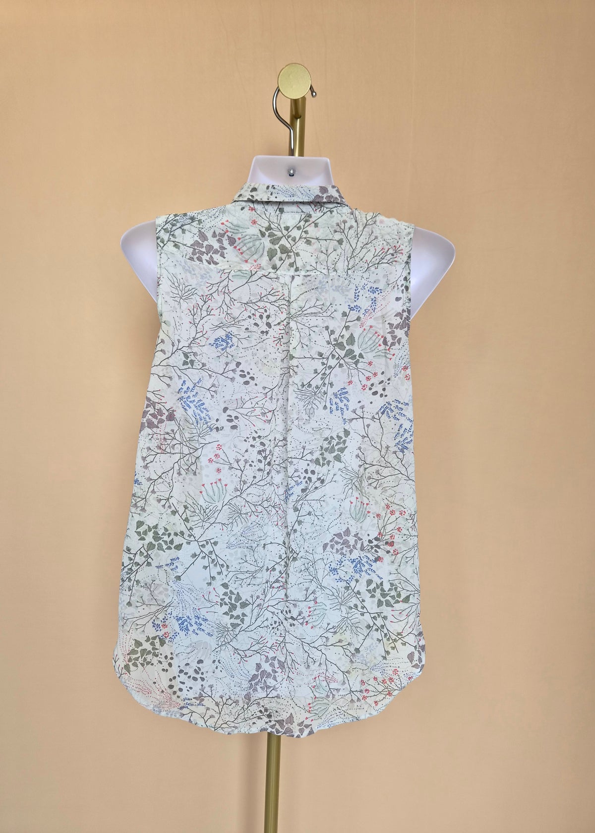 H&M Botanical Print Sleeveless Blouse – Size XS