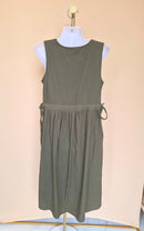 Chawan Olive Green Sleeveless Midi Dress – Approx. S/M