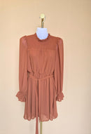 Blu Pepper Rust Shimmer Long-Sleeve Dress – Size S