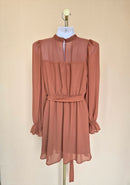 Blu Pepper Rust Shimmer Long-Sleeve Dress – Size S