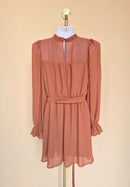 Blu Pepper Rust Shimmer Long-Sleeve Dress – Size S