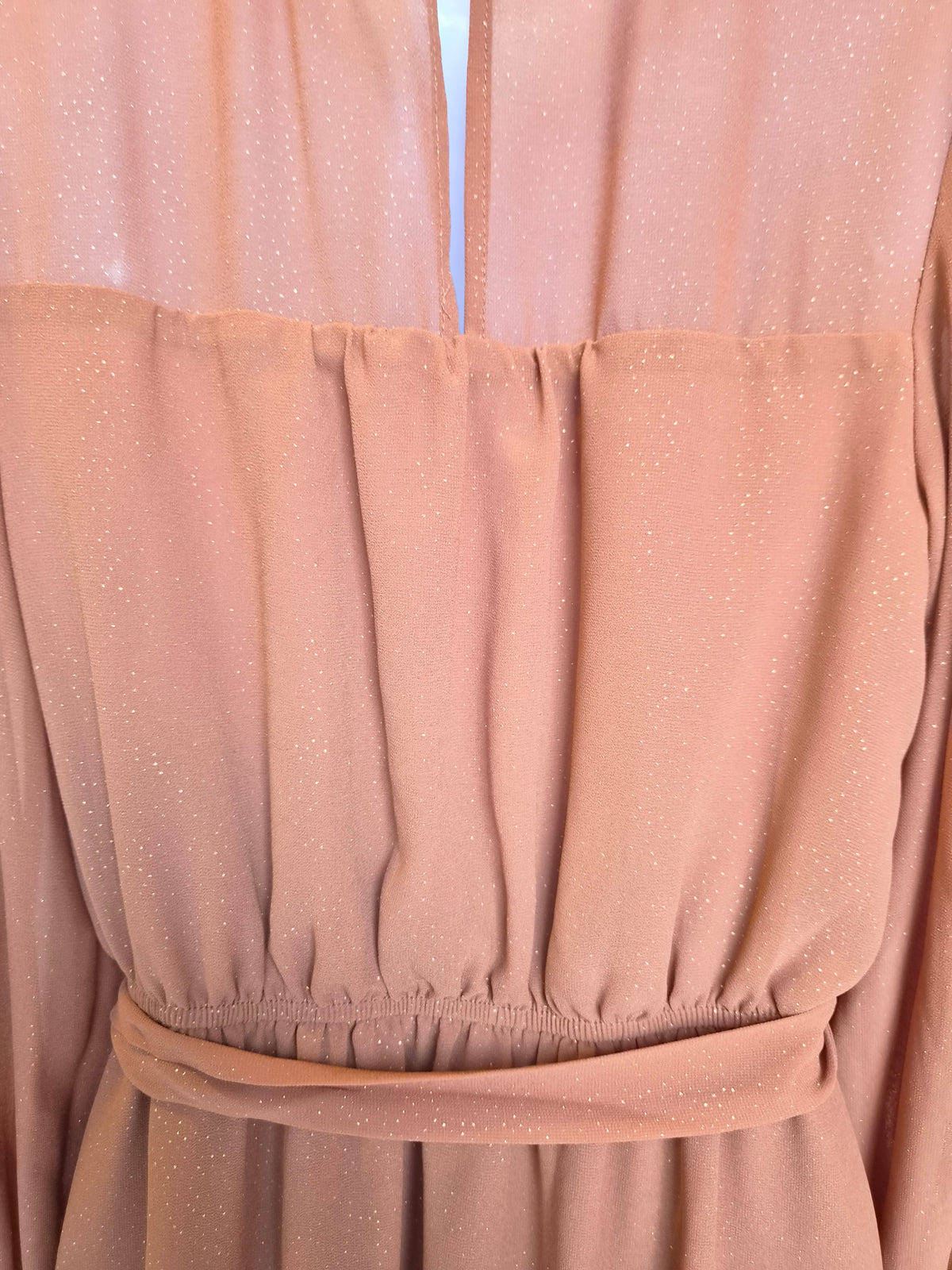 Blu Pepper Rust Shimmer Long-Sleeve Dress – Size S