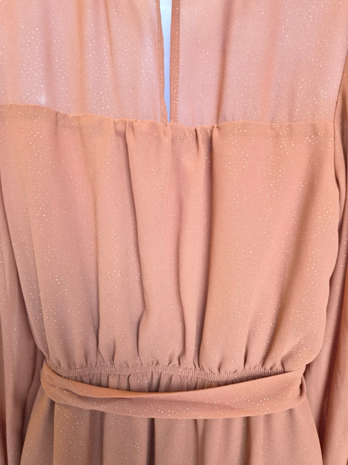 Blu Pepper Rust Shimmer Long-Sleeve Dress – Size S