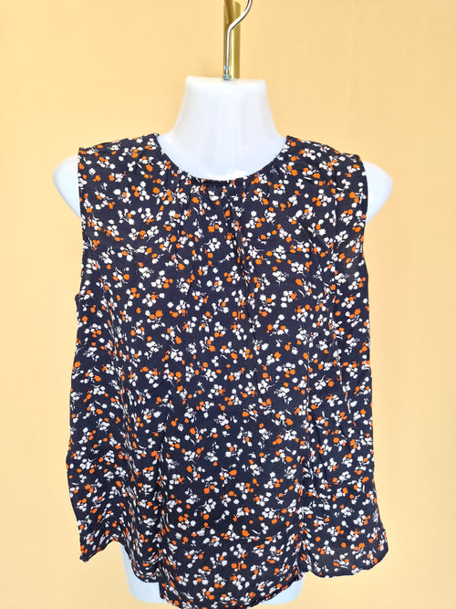 UNIQLO Navy Floral Sleeveless Blouse – Size S