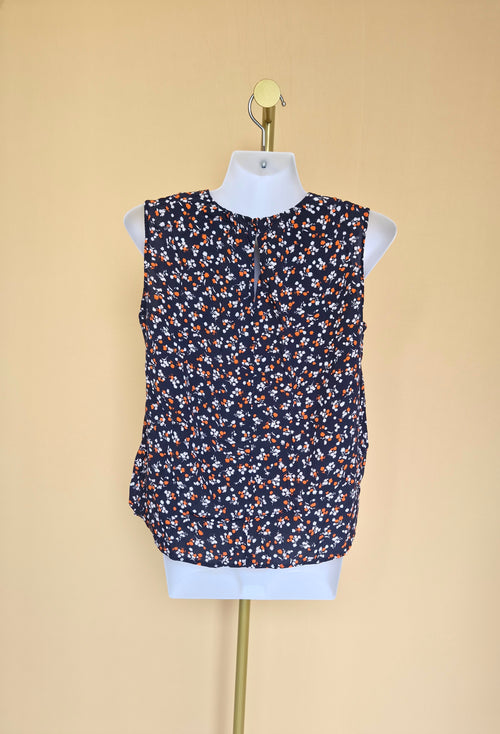 UNIQLO Navy Floral Sleeveless Blouse – Size S