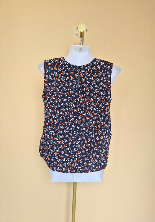 UNIQLO Navy Floral Sleeveless Blouse – Size S