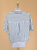 ZARA Navy & White Striped Cropped Shirt – Size S