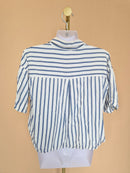 ZARA Navy & White Striped Cropped Shirt – Size S
