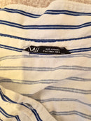 ZARA Navy & White Striped Cropped Shirt – Size S