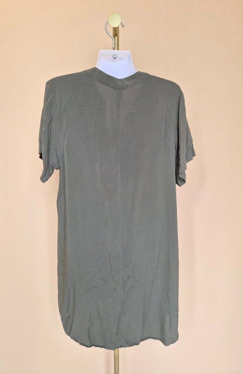 H&M Olive Green Relaxed Shirt Dress – Size S