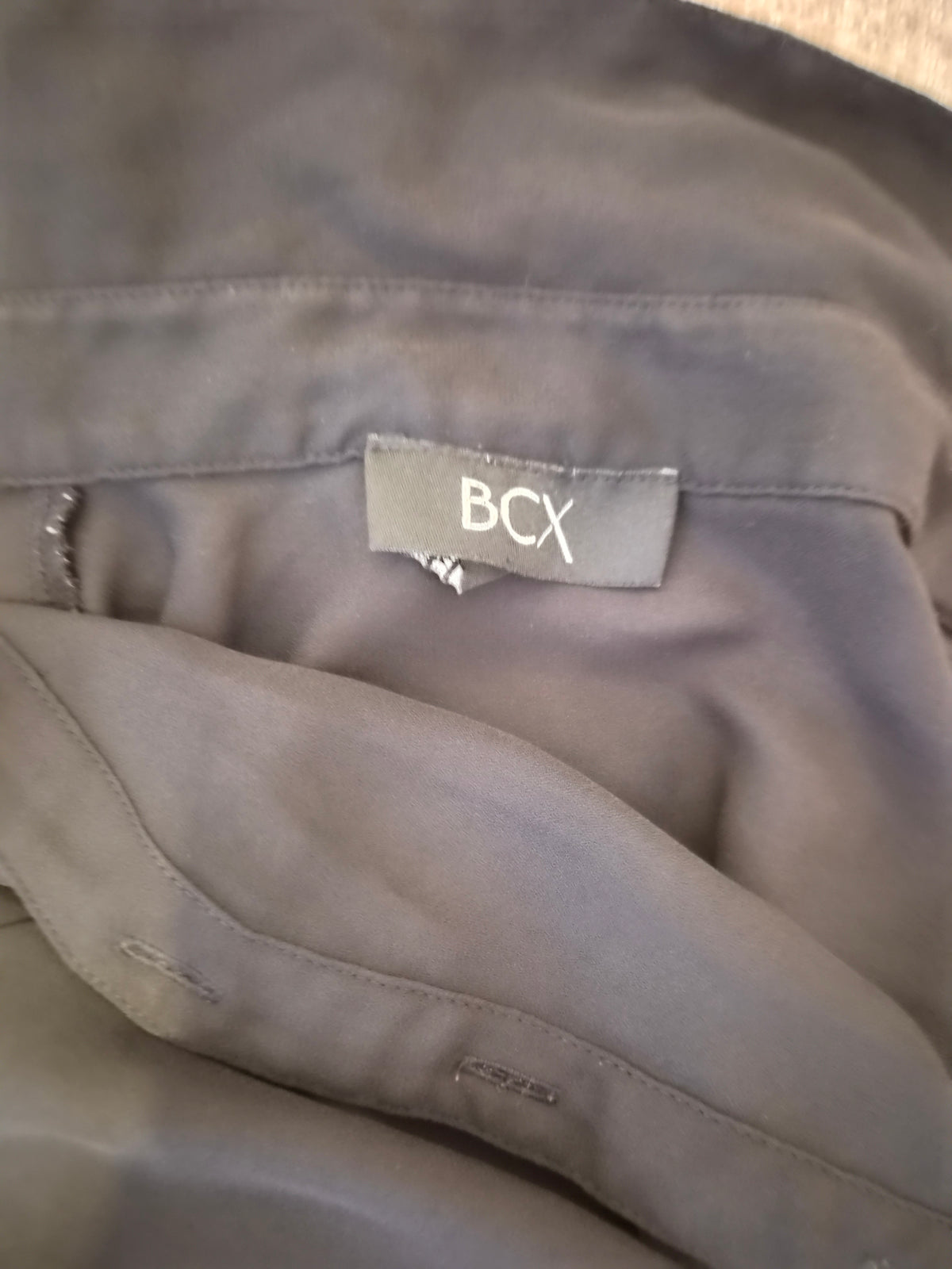 BCX Black Sheer Button-Up Blouse