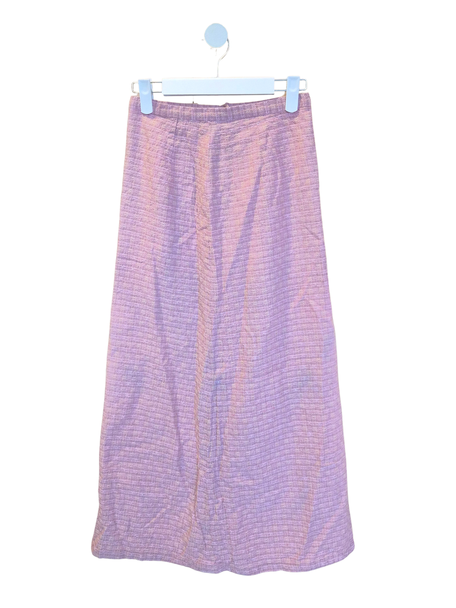 Vintage-Inspired Pink Textured A-Line Midi Skirt