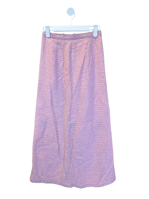 Vintage-Inspired Pink Textured A-Line Midi Skirt