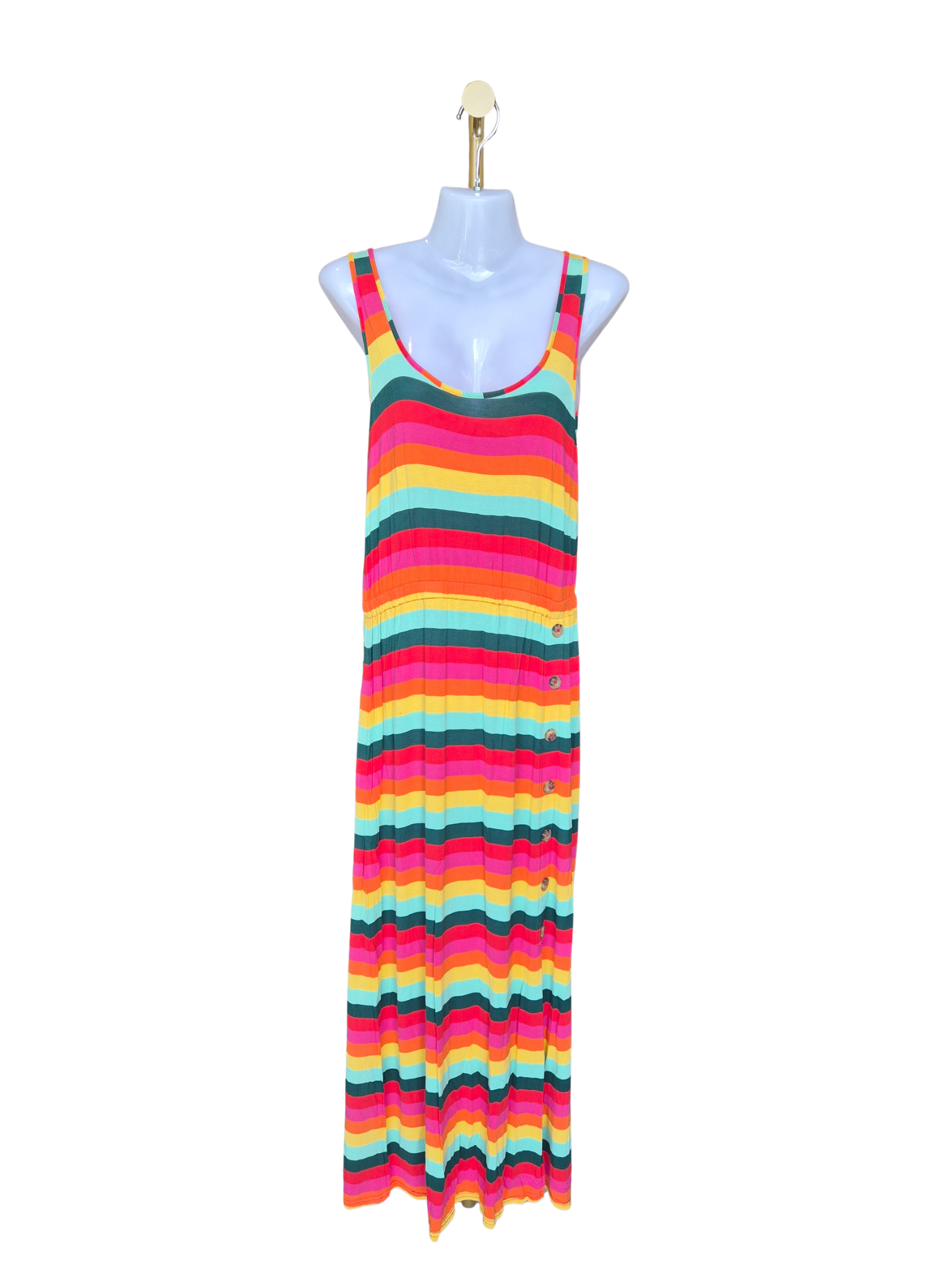 Warehouse Rainbow Stripe Maxi Dress Size 8 /S