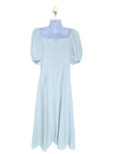 Lovito Sage Green Puff Sleeve Midi Dress
