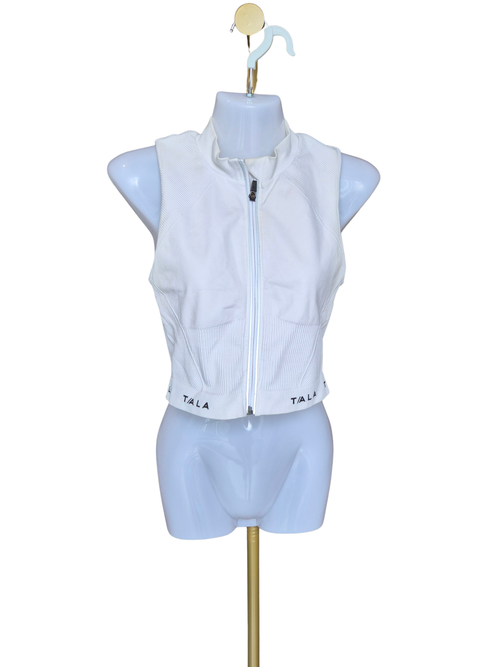 TALA White Zip-Up Active Crop Top – Size Not Indicated (Fits S–M)