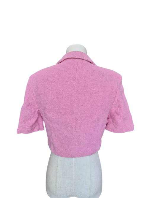 Zara Pink Bouclé Cropped Blazer – Size S