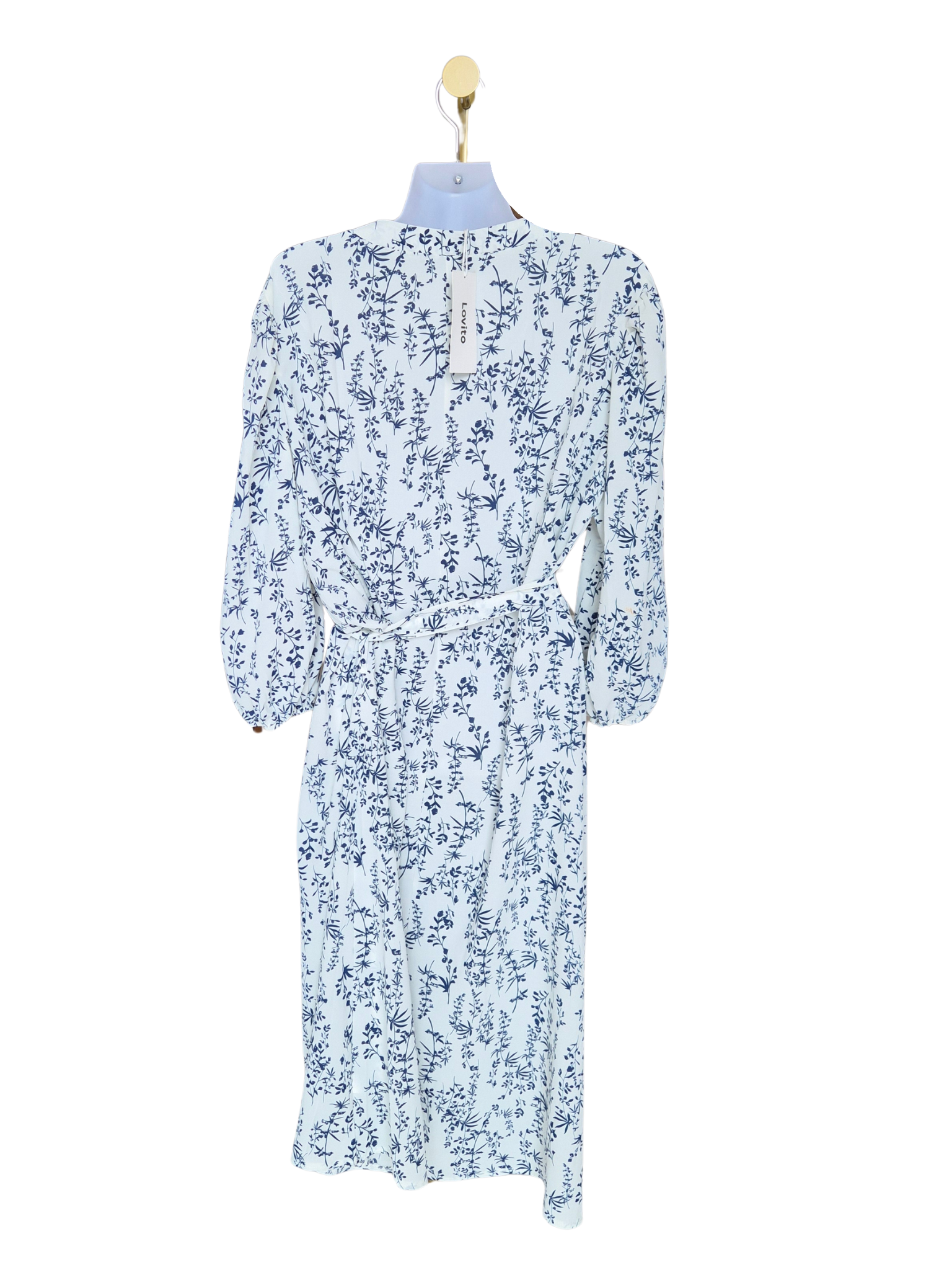 Lovito Blue & White Floral Midi Dress – Size XL (EU 42 / US 12)