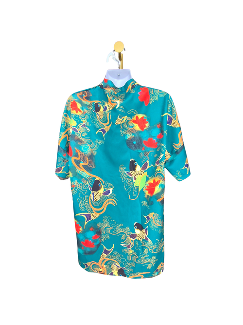 Oriental Koi Print Mandarin Blouse – Size S