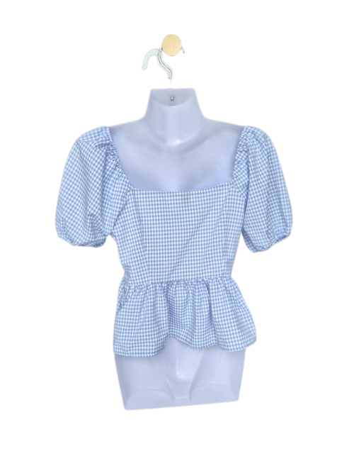 SHEIN Blue Gingham Peplum Top – Size XS