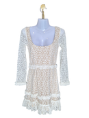 Indikah White Lace Long Sleeve Mini Dress