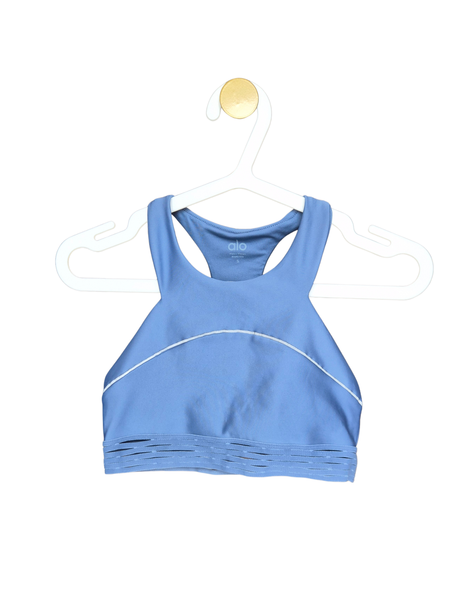 Size S – Alo Yoga Blue High-Neck Sports Bra