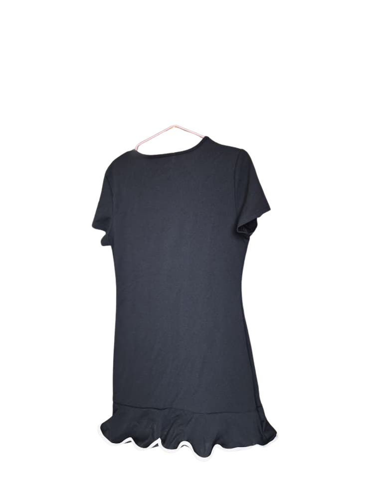 Black Ruffle Hem Mini Dress – Size Free