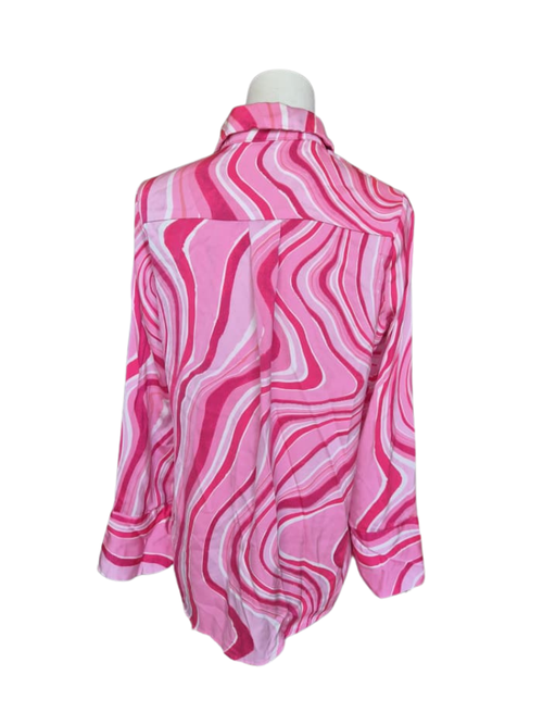Pink Swirl Print Chiffon Shirt Size S