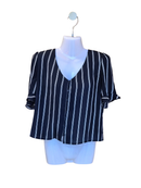 MNG Casual Navy Stripe Button-Front Blouse – Size M