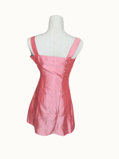 Pink Silk Floral Embellished Mini Dress (XS /S)
