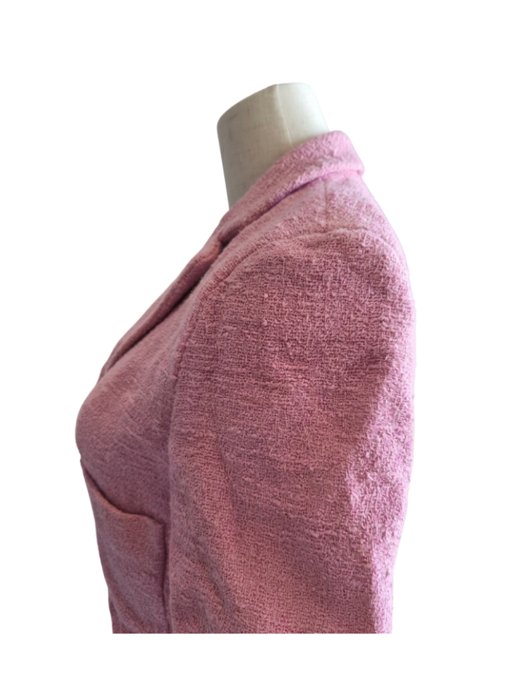 Zara Pink Bouclé Cropped Blazer – Size S