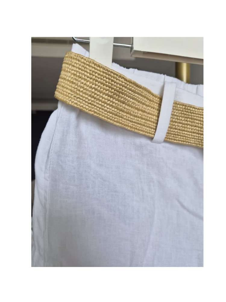 MANGO White Linen-Blend Wide Leg Trousers – Size XS (Brand New)