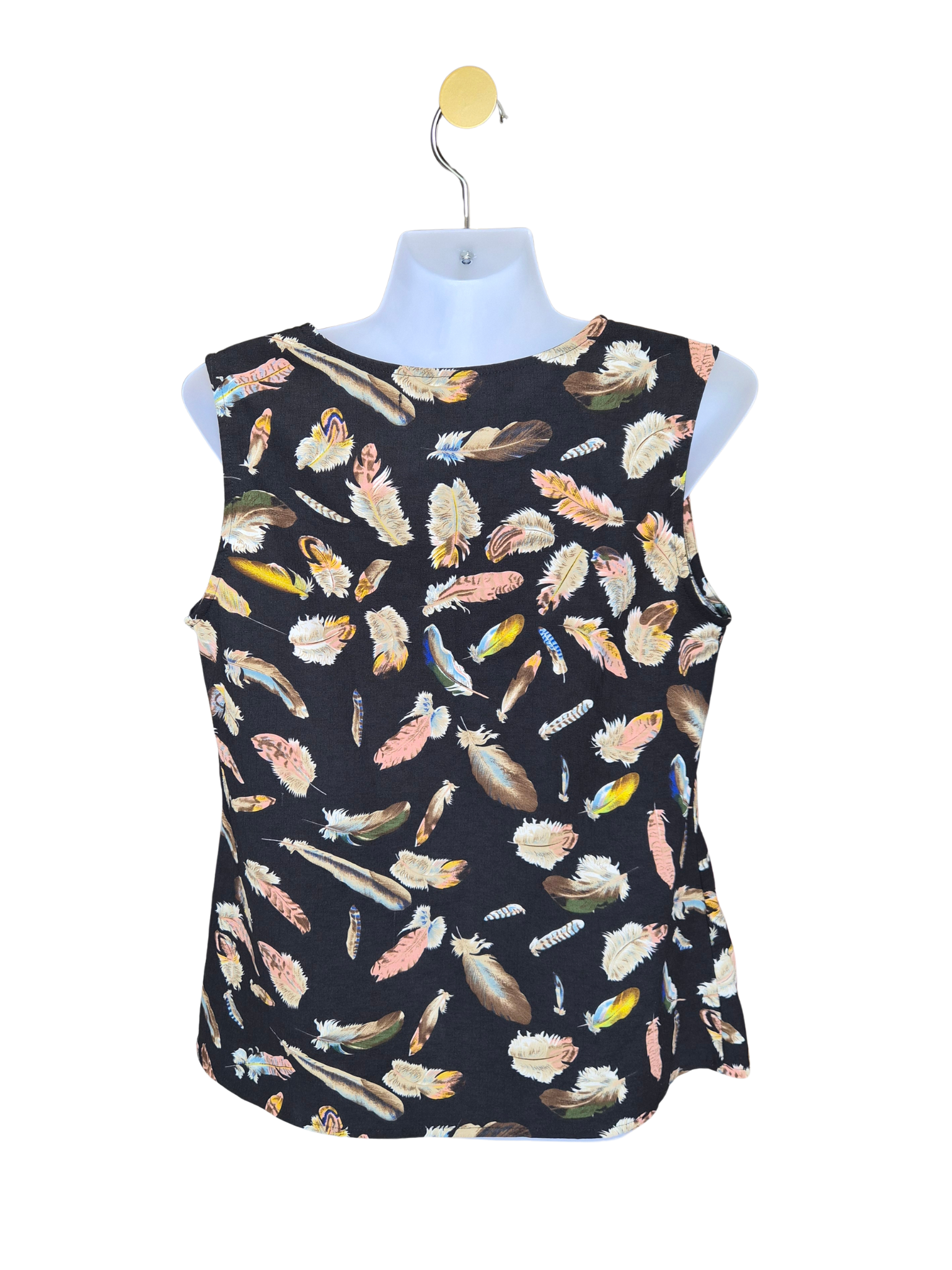 Dees Feather Print Sleeveless Top – Size XL