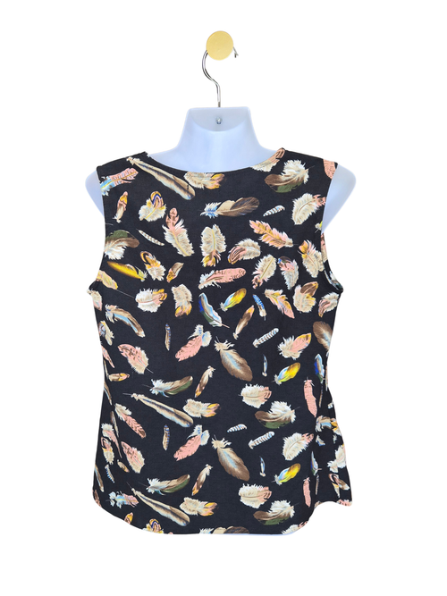 Dees Feather Print Sleeveless Top – Size XL