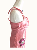 Pink Silk Floral Embellished Mini Dress (XS /S)