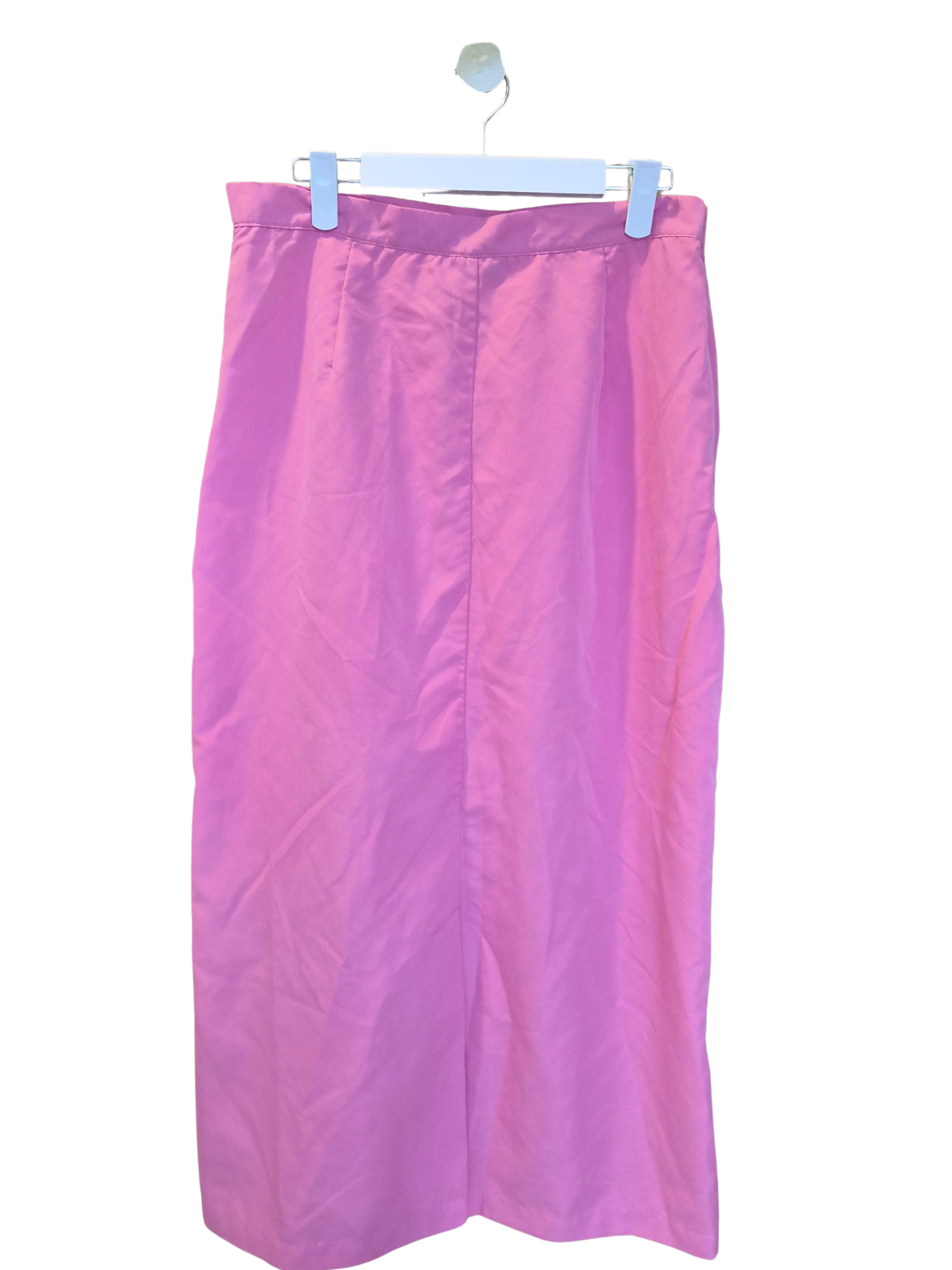 VONDA Pink Button-Front Midi Skirt with Pockets