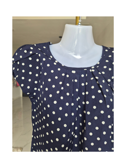 SHEIN Navy Polka Dot Blouse – Size XS