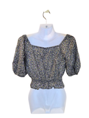 UNIQLO Floral Puff Sleeve Cropped Blouse – Size S