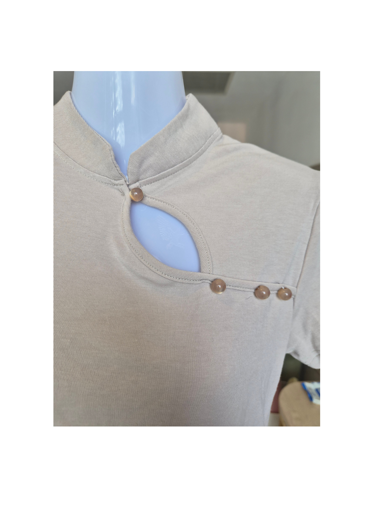 Mandarin Collar Pearl Detail Top – Size XS (Fits AU 4 / XS)