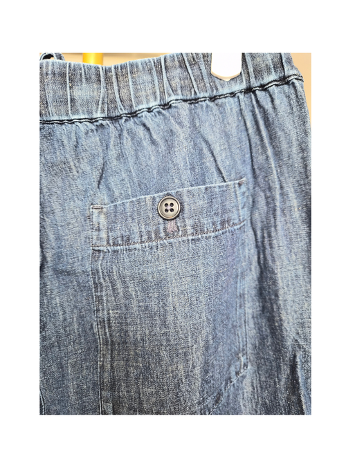 Title  MUJI Chambray Wide-Leg Drawstring Pants | Size L