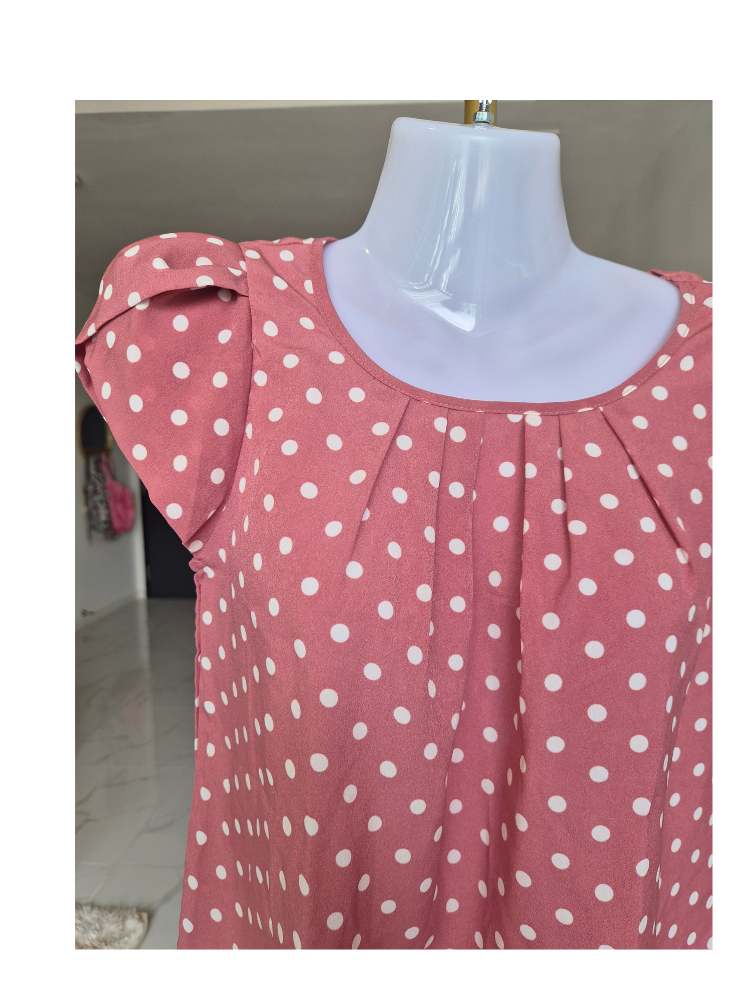 SHEIN Pink Polka Dot Blouse – Size XS
